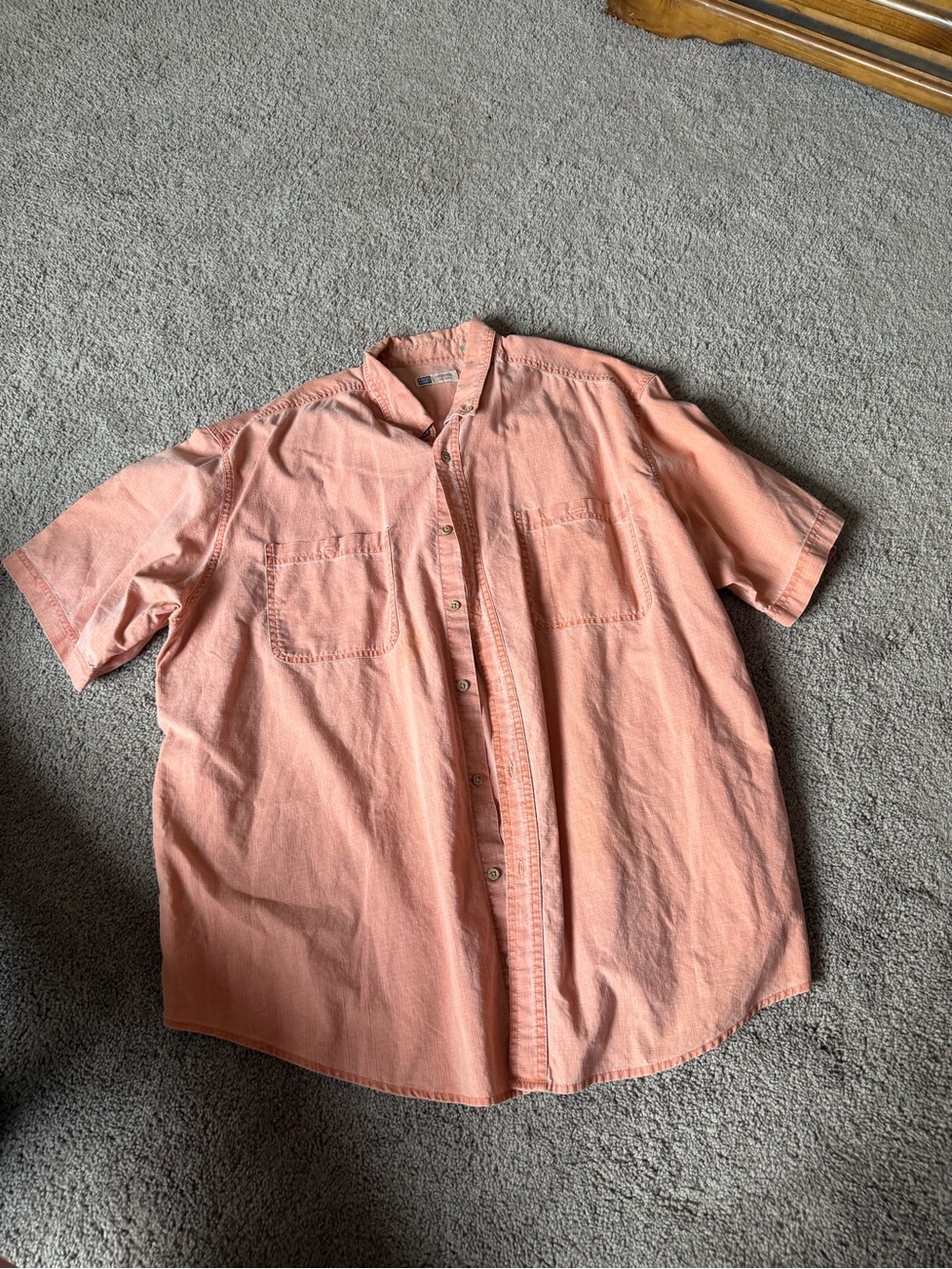 Faded Glory Peach Short-Sleeve Button-Down Shirt